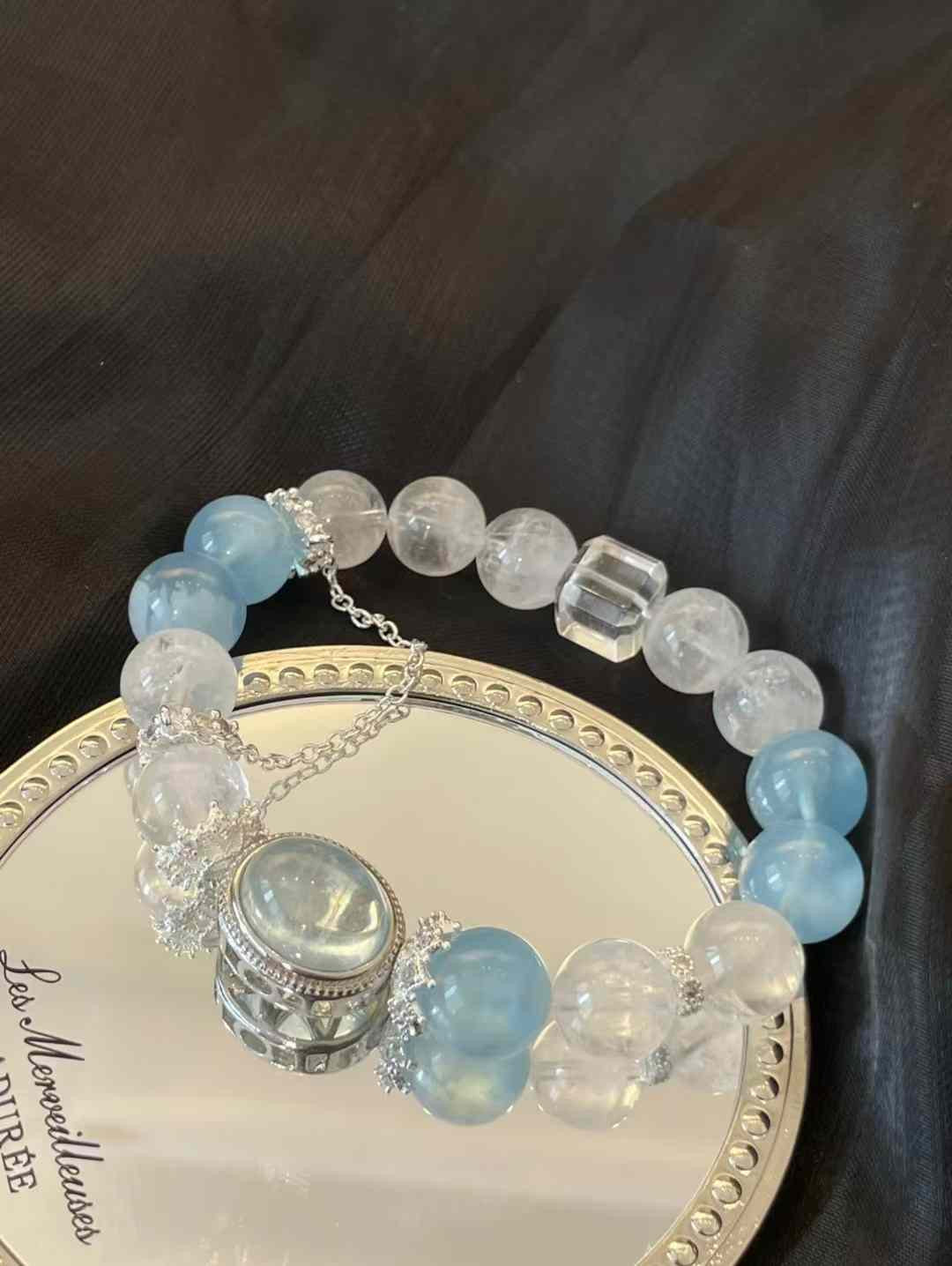 Aquamarine White Ghost Bracelet