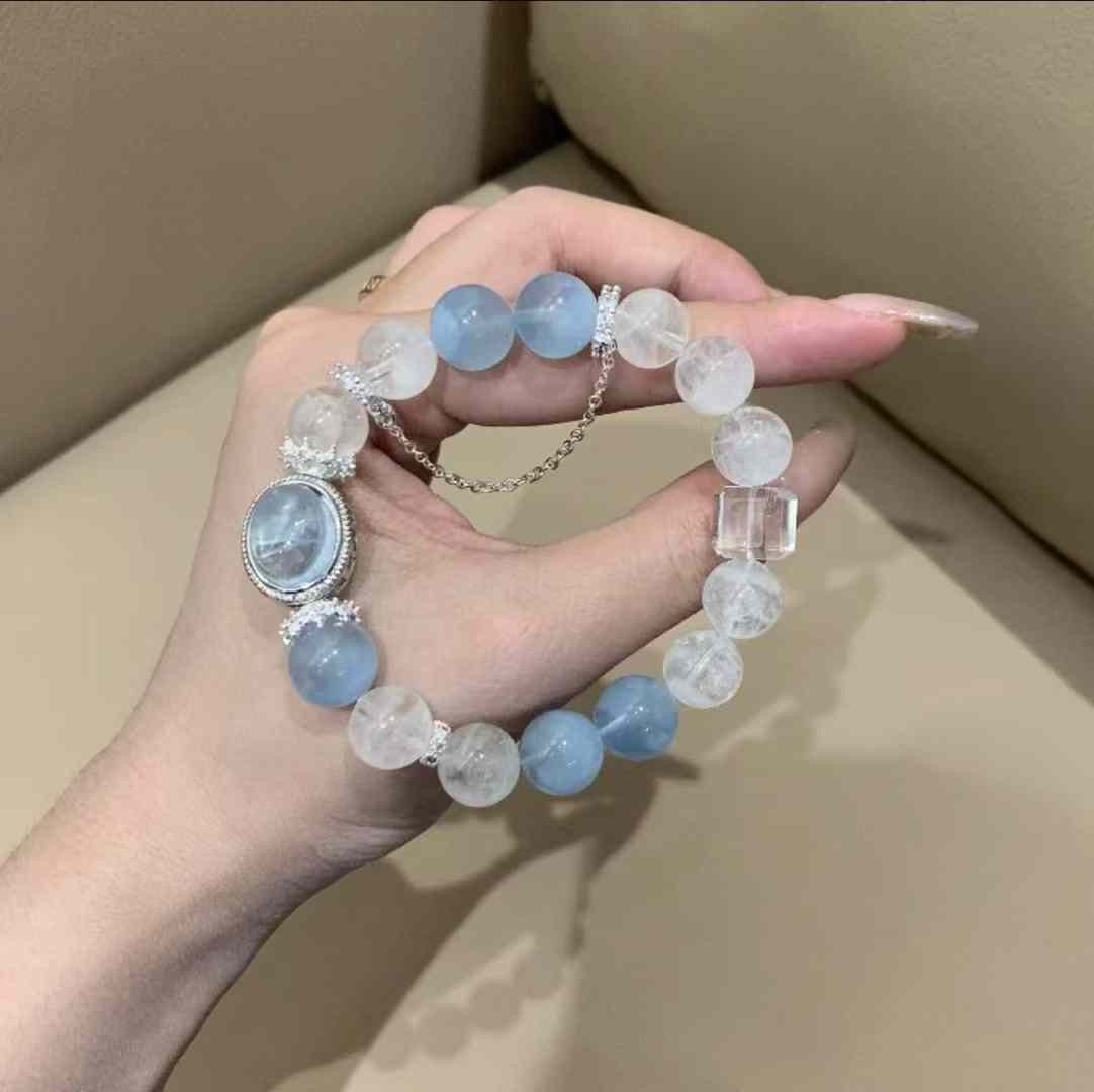 Aquamarine White Ghost Bracelet