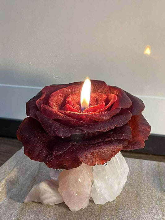 Limited hand made arty crystal candle rose