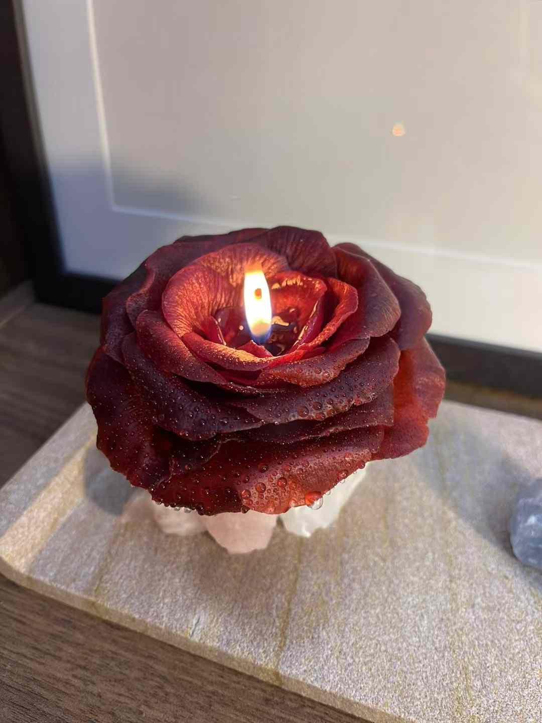 Limited hand made arty crystal candle rose