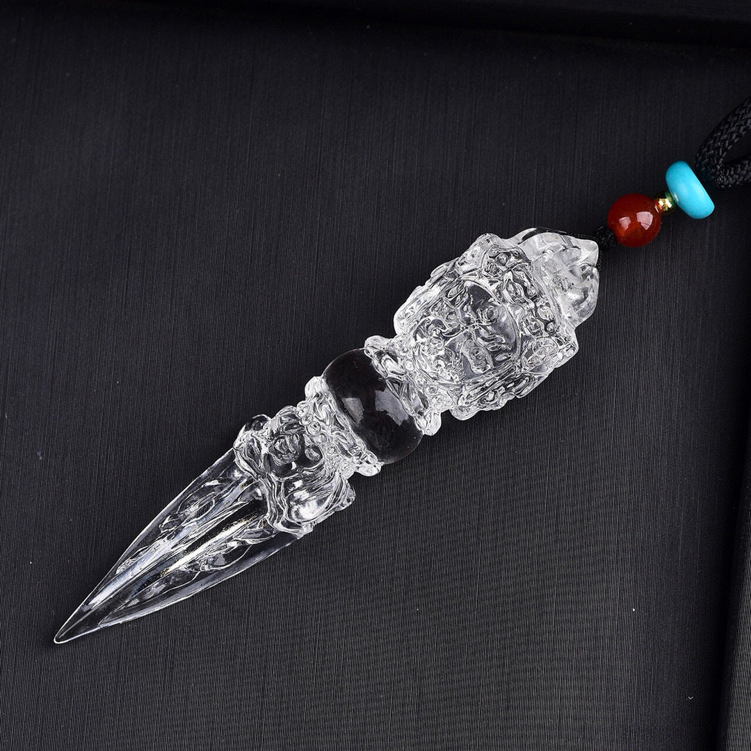 Natural white crystal King Kong magic pestle pendant white crystal